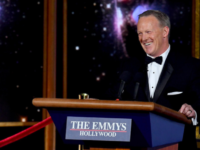 Former White House press secretary Sean Spicer speaks at the 2017 Emmy Awards.