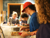 Gordon Clark '19 gathers at the KEC with friends to learn about sustainable food habits and to prepare dishes.