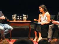 On February 20, Elliot Sawyer-Kaplan '18 and Ananya Karanam '18 interviewed Ken Burns on the PMAC main stage. Earlier in the day, Burns spoke with students in the Sally Hart Lodge.