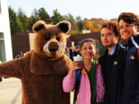 The Choate wild boar shows spirit in the 2016-17 lip dub recording with Kate Newhouse ’18, Matias Meszaros ’17, and Esteban Mogollan ’18.